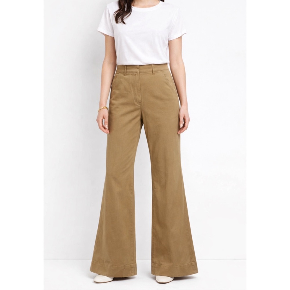 KATE SPADE Women’s Size 4‎ Khaki High-Waisted Wide-Leg Flare Pants